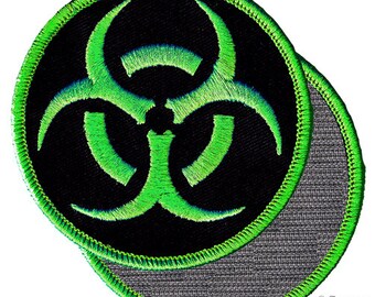 BIOHAZARD SYMBOL embroidered Hook PATCH BLACK WARNING LOGO ZOMBIE APOCALYPSE BIOHAZARD SYMBOL embroidered Hook PATCH BLACK WARNING LOGO ZOMBIE APOCALYPSE