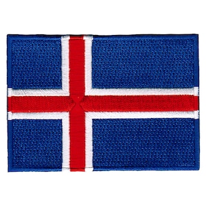 Iceland Flag Patch: Embroidered Iron-On Applique (3.5x2.5-Inches)