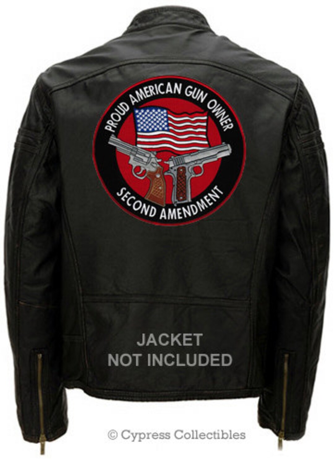 thumbnail image 2 of Proud American Gun Owner Embroidered Patch – Revolver, Iron-On, 2nd Amendment 2 of 3