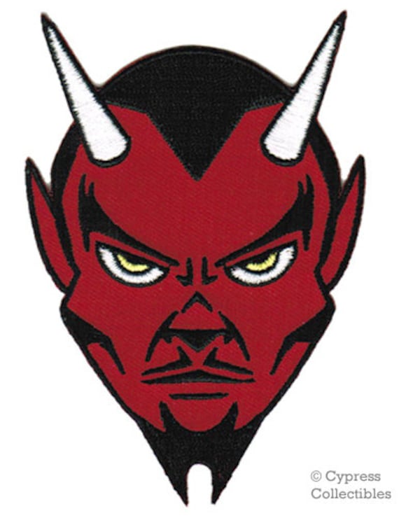 RED DEVIL PATCH Iron-on Embroidered Applique 666 Skull Evil Devil Symbol  Biker Satan New 