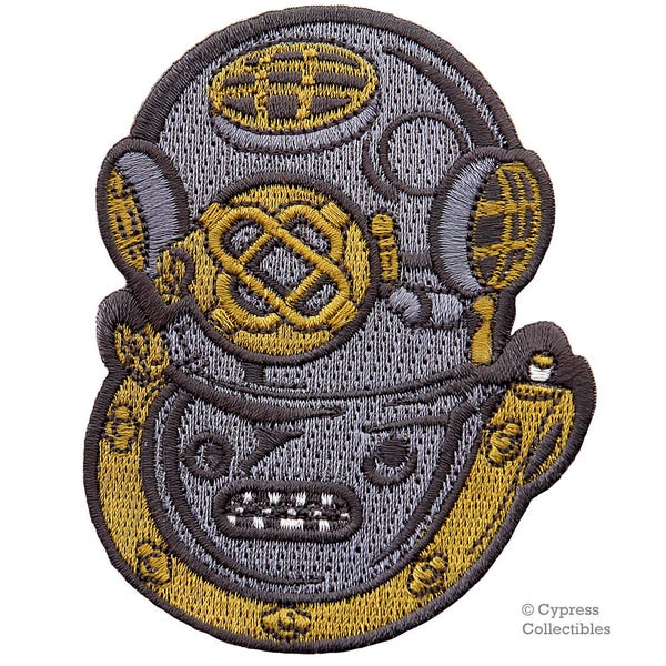 CASQUE MARK V Navy PATCH Appliqué thermocollant de plongée sous-marine brodé Emblème Deep Diver Down