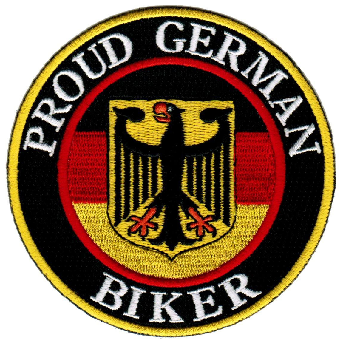 PROUD GERMAN BIKER patch embroidered iron-on applique Germany Flag