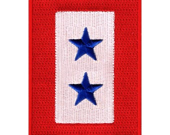 Bandera militar de DOS ESTRELLAS AZULES, aplique bordado para planchar, estandarte de servicio de veteranos de combate