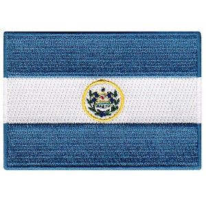 El Salvador Flag Patch: Embroidered Iron-On Applique (3.5x2.5-Inches)