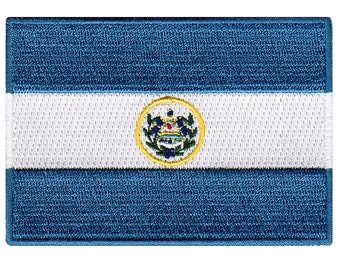 El Salvador Flag Patch: Embroidered Iron-On Applique (3.5x2.5-Inches)