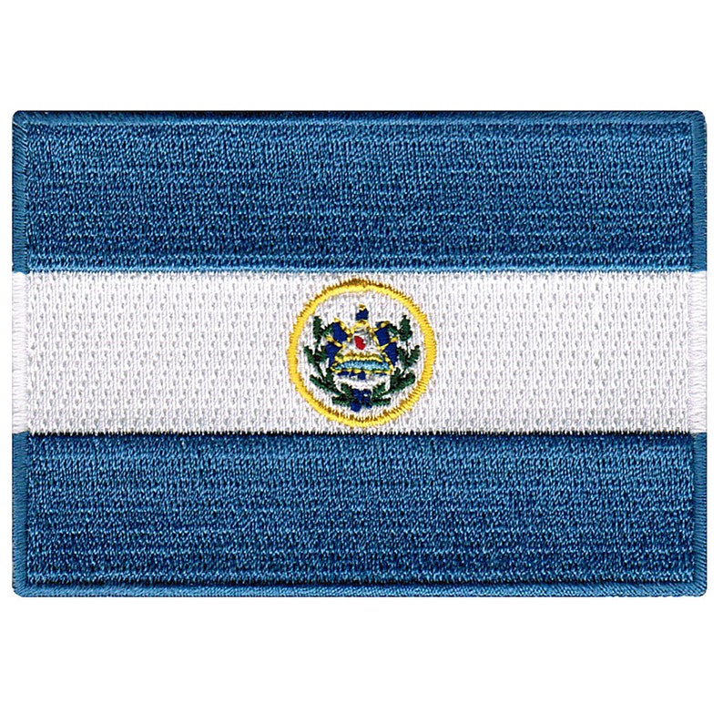 EL SALVADOR FLAG Patch iron-on embroidered applique Top Quality image 1