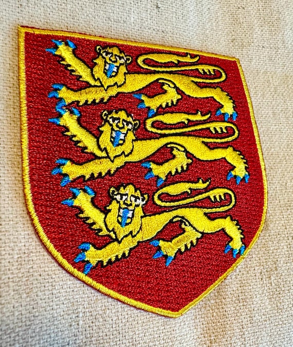 イングランド王室紋章 アイロン刺繍アップリケ 英国ライオンシールド