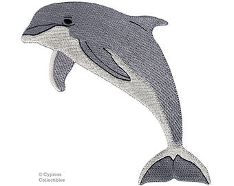 BOTTLENOSE DOLPHIN PATCH iron-on embroidered porpoise ocean animal applique