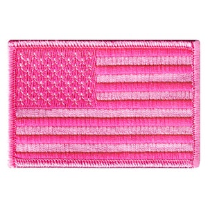 AMERICAN FLAG PATCH Pink embroidered iron-on applique