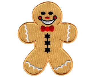 GINGERBREAD MAN PATCH iron-on embroidered festive holiday applique