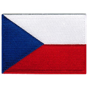 Czech Republic Flag Patch: Embroidered Iron-On Czechia Applique (3.5x2.5-Inches)