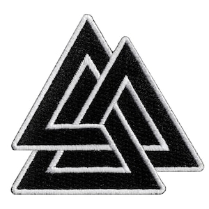 Svart VALKNÖT KNUT-TYP stryk-på broderad Odin nordisk mytologi-applikation