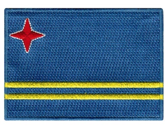 Aruba Flag Patch: Iron-On Embroidered Applique (3.5x2.5-Inches)