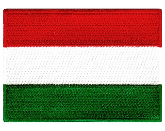 Parche de la bandera de Hungría: aplique termoadhesivo bordado (8,9 x 6,35 cm)