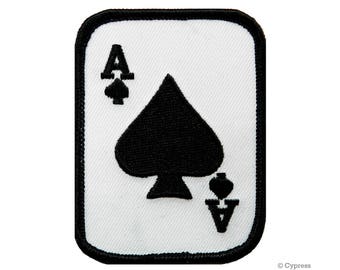 ACE of SPADES PATCH iron-on embroidered Poker Playing Card applique