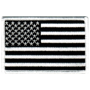 AMERICAN FLAG PATCH Black and White embroidered iron-on applique