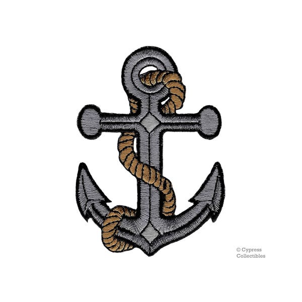 NAUTICAL ANCHOR PATCH iron-on embroidered Navy Sailor Tattoo Boating Yachting applique