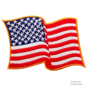 AMERICAN FLAG Patch Waving embroidered iron-on applique Patriotic USA Shoulder Sleeve Applique