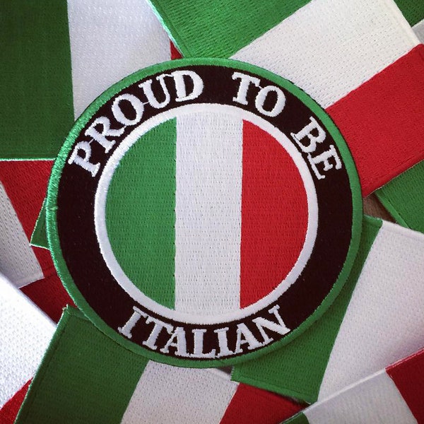 PROUD to be ITALIAN patch embroidered iron-on applique Italy Flag biker