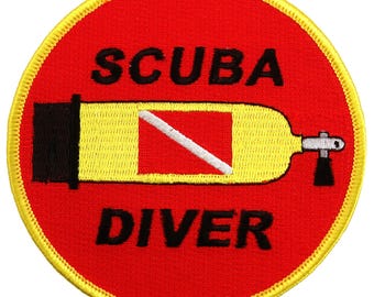 SCUBA DIVER Tank Diving PATCH embroidered iron-on applique Diver Down Flag Emblem Red