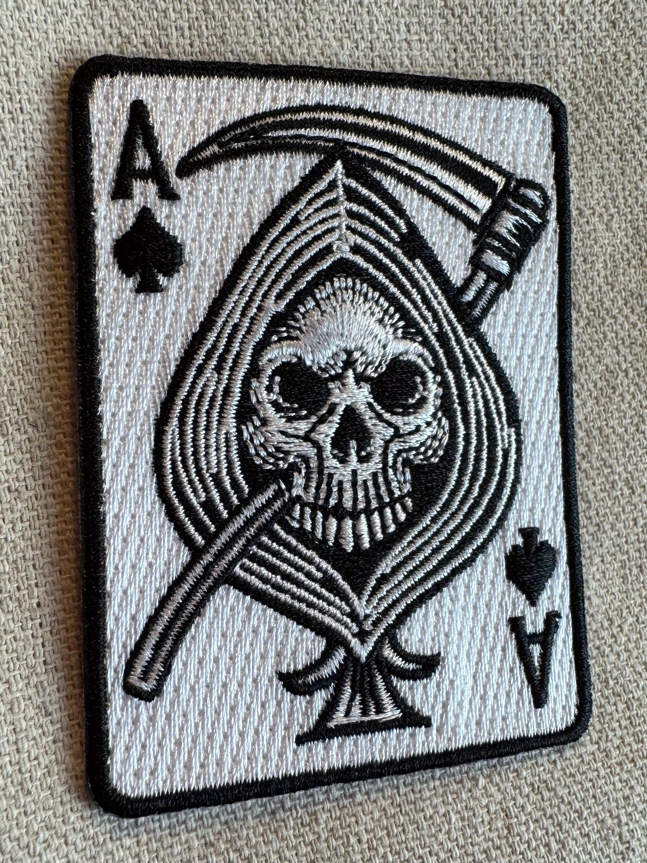 標識 ACE of SPADES Grim Reaper Iron-on PATCH Embroidered Applique