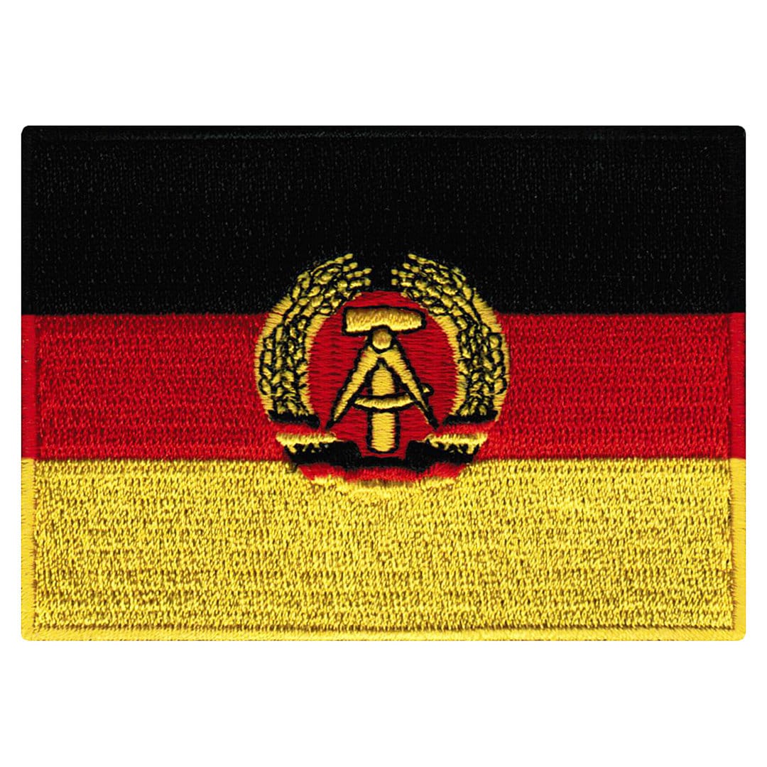 東ドイツ国旗パッチ：刺繍アイロン接着アップリケ（3.5x2.5インチ