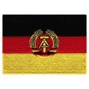 East Germany Flag Patch: Embroidered Iron-On Applique (3.5x2.5-Inches)