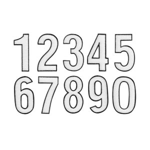 White NUMBERS PATCH embroidered iron-on applique NUMERALS