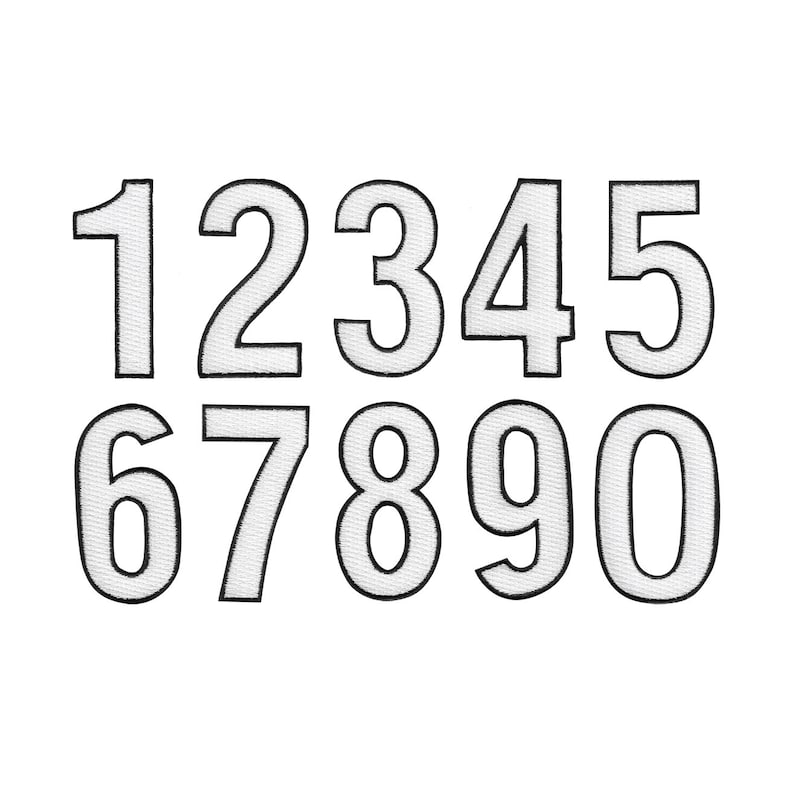 White NUMBERS PATCH Embroidered Ironon Applique NUMERALS Etsy
