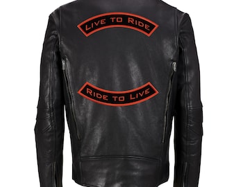 Live to Ride Rocker Patches (Plain Font): Embroidered Biker Patch Set
