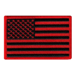 AMERICAN FLAG PATCH Black and Red embroidered iron-on applique