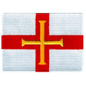 Parche de la bandera de Guernsey: aplique termoadhesivo bordado (8,9 x 6,35 cm)