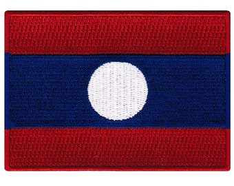 Laos Flagge: Gestickte Aufnäher (3,5x2,5 Zoll)