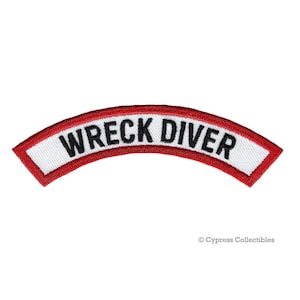 WRECK DIVER Certification Chevron PATCH Scuba Diving Experience iron-on embroidered applique Emblem