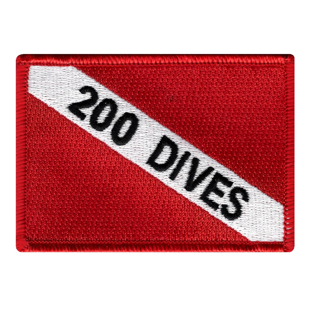 200 Dives DIVER DOWN FLAG Patch Scuba Diving Embroidered Iron-on ...