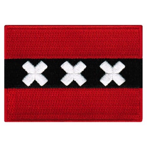 Amsterdam Flag Patch: Embroidered Iron-On Applique (3.5x2.5-Inches)