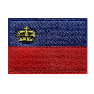 Liechtenstein Flag Patch: Embroidered Iron-On Applique (3.5x2.5-Inches)
