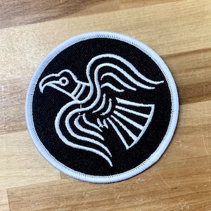 ODIN&#39;S RAVEN VIKING iron-on patch embroidered Norway Historical Emblem Black applique