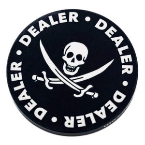 POKER DEALER BUTTON - Casino Home Game Texas Hold Em Omaha Playing Cards Pirate Black Jolly Roger