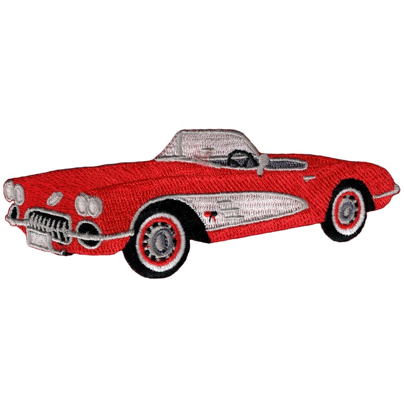 Red CAR CONVERTIBLE PATCH iron-on embroidered automobile emblem applique