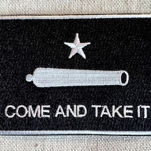 COME and TAKE IT Black Flag Patch iron-on embroidered applique Texas Revolution Gonzales