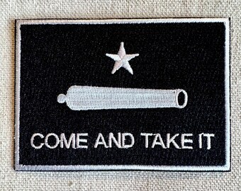 PRZYJDŹ I WEŹ TO Czarna flaga Naszywka haftowana na gorąco Texas Revolution Gonzales