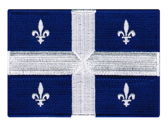 Patch écusson Drapeau Canada Québec - Taille 5x8 Cm - Avec Fixations Mâle Et Femelle - 3