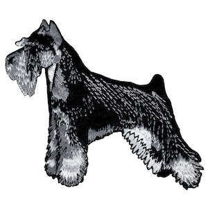 SCHNAUZER HUND Aufnäher gestickt mini riese standard miniatur Hund schwarz