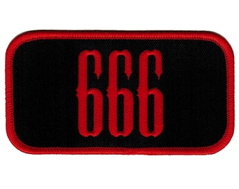 666 NUMBER of the BEAST PATCH iron-on embroidered applique red nametag emblem Satan Devil 666 Satanic