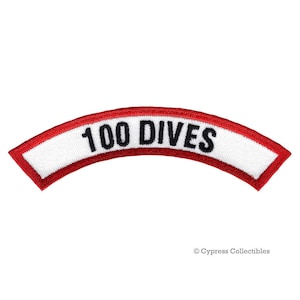 100 DIVES Certification Chevron PATCH Scuba Diving Experience iron-on embroidered applique Emblem