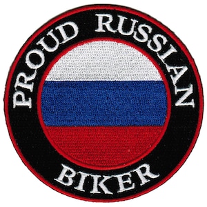 PROUD RUSSIAN BIKER patch embroidered iron-on applique Russia Flag