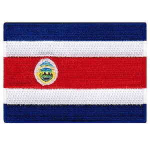 Costa Rica Flag Patch: Embroidered Iron-On Applique (3.5x2.5-Inches)