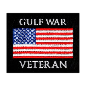 Naszywka WETERAN WOJNY W ZATOCE PERSKIEJ, haftowana aplikacja, emblemat motocyklisty wojskowego, flaga amerykańska