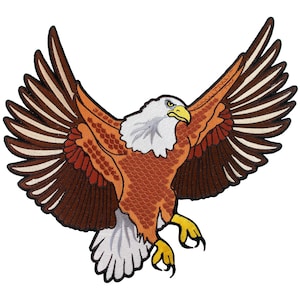 Large Bald Eagle Patch: Embroidered Iron-On Biker Emblem